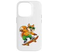Carcasa para iPhone 14 Pro Patineta Squirrel Riding Skateboard Skater Gráfico
