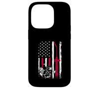 Carcasa para iPhone 14 Pro Patriot Welder Red Line, Bandera Estadounidense y Estadounidense, Soldadura patriótica