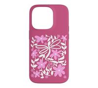 Carcasa para iPhone 14 Pro Pink Floral Daisy Dragonfly Botanical Wildflower Vine Garden
