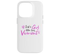 Carcasa para iPhone 14 Pro Pink Just a Girl Who Loves Vermont, Cute Vermont Girl