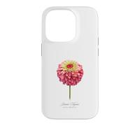 Carcasa para iPhone 14 Pro Pintura Botánica Flor Zinnia Roja y Rosa