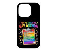 Carcasa para iPhone 14 Pro Pregúntame sobre mi Agenda Gay Orgullo LGBT Divertido