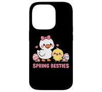 Carcasa para iPhone 14 Pro Primavera Besties Kawaii Pato y Pollito Huevos de Pascua Lindo Dibujos Animados