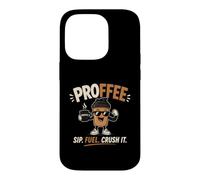 Carcasa para iPhone 14 Pro Proffee Sip Fuel Crush It Proteína Café Entrenamiento Motivación