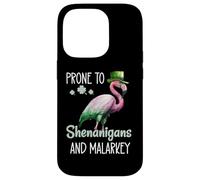 Carcasa para iPhone 14 Pro Prone to Shenanigans and Malarkey Sign St Patricks Flamingo