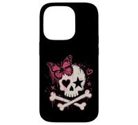 Carcasa para iPhone 14 Pro Punk Skull Butterfly Y2K Goth Girl Diseño estético gótico