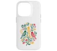 Carcasa para iPhone 14 Pro Rasta Reggae Roots Three Birds Jamaica Folk Art Floral