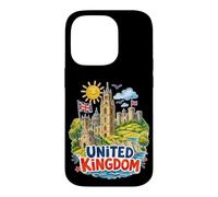 Carcasa para iPhone 14 Pro Recuerdo de Viaje de Castillos con Bandera del Reino Unido