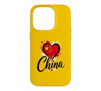 Carcasa para iPhone 14 Pro Recuerdo de Viaje de Negocios con la Bandera de Vacaciones en Forma de corazón de «Me Encanta China