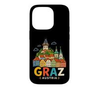 Carcasa para iPhone 14 Pro Regalo de Recuerdo de Viaje de Graz Austria Dibujado a Mano