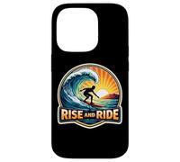 Carcasa para iPhone 14 Pro Rise and Ride Surfer Mañana Surfing Tabla de Surf Cita Vintage
