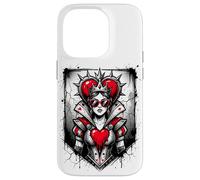 Carcasa para iPhone 14 Pro Rojo Reina de Corazones Corona Rebelde Gafas de Sol Poker Card Mujeres