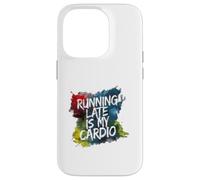 Carcasa para iPhone 14 Pro Running Late Is My Cardio Funny Fitness Cita Humorística