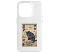 Carcasa para iPhone 14 Pro Samurai Gato Negro Comiendo Ramen Escena de Guerra Arte Edo Hombres Mujeres