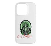 Carcasa para iPhone 14 Pro Santa Muerte Green Justice Scythe Globe Folk Saint Rose