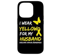 Carcasa para iPhone 14 Pro Sarcoma Cancer Ribbon I Wear Yellow for my Husband