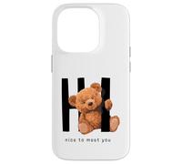 Carcasa para iPhone 14 Pro Say Hi Nice to Meet You, Lovely Teddy Bear Graphic Designs