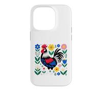 Carcasa para iPhone 14 Pro Scandi Folk Art Gallo Diseño Granjero Pollo