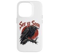 Carcasa para iPhone 14 Pro See Ya Soon Raven Crow Red Moon Halloween Horror