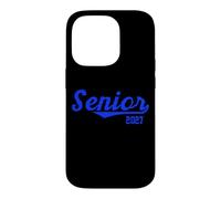 Carcasa para iPhone 14 Pro Senior 2027 for '27 Grads (Tipografía de guión Azul)