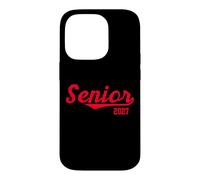 Carcasa para iPhone 14 Pro Senior 2027 for '27 Grads (Tipografía de guión Rojo)