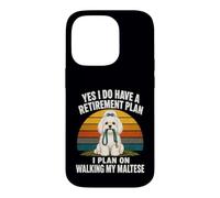 Carcasa para iPhone 14 Pro Sí, Tengo un Plan de jubilación paseando a mi Perro maltés