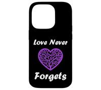 Carcasa para iPhone 14 Pro Simple Purple Quote Alzheimer's Love Never Forgets
