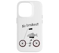 Carcasa para iPhone 14 Pro Sin Frenos Pescado Montando Una Bicicleta Humor Tonto Raro