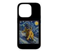 Carcasa para iPhone 14 Pro Snowboard Golden Retriever Art Snowboard Dog