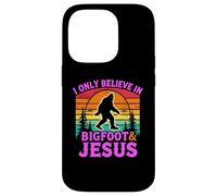 Carcasa para iPhone 14 Pro Solo Creo en el Divertido Dios Retro de Bigfoot y Jesús, Sasquatch