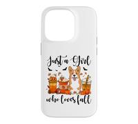 Carcasa para iPhone 14 Pro Solo una Chica Que ama el otoño, Corgi Dog Pumpkin Cozy Autumn
