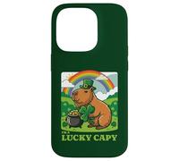 Carcasa para iPhone 14 Pro Sombrero Capybara Leprechaun para el día de San Patricio I'm A Lucky Capy