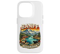 Carcasa para iPhone 14 Pro Souvenir del Parque Nacional Retro Mountain Scenic de Banff, Canadá