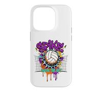 Carcasa para iPhone 14 Pro Spike Break The Net Voleibol Jugador Graffiti Art