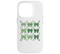 Carcasa para iPhone 14 Pro St Patrick’s Day Green Shamrock Bow Coquette St Patricks Day