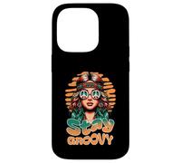 Carcasa para iPhone 14 Pro Stay Groovy Retro Hippie Woman Peace Sign Sunset