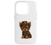 Carcasa para iPhone 14 Pro Steampunk Puppies, Regalo para Amantes de los Perros Yorkshire Terrier Yorkie
