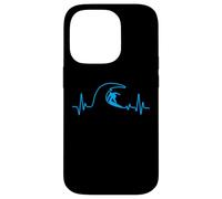Carcasa para iPhone 14 Pro Surfer Heartbeat Surfing Heart Pulse Tabla de Surf Big Wave Fun