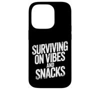 Carcasa para iPhone 14 Pro Surviving On Vibes and Snacks Pun Lifestyle Mood -