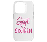 Carcasa para iPhone 14 Pro Sweet Sixteen para niñas, Color Rosa, 16 años, 16 cumpleaños