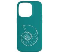 Carcasa para iPhone 14 Pro Teal Minimalista Nautilus Shell Line Art Ocean
