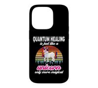 Carcasa para iPhone 14 Pro Terapeuta de curación cuántica, diseño Vintage de Unicornio, Puesta de Sol