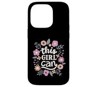Carcasa para iPhone 14 Pro This Girl Can Cute Floral Empowerment Tipografía