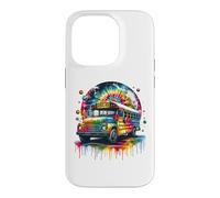 Carcasa para iPhone 14 Pro Tie Dye School Bus Art Psychedelic Retro Colors Futuristic