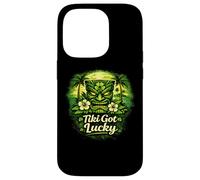 Carcasa para iPhone 14 Pro Tiki Got Lucky Hawaii Shamrock Tropical Island Vibes