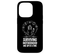 Carcasa para iPhone 14 Pro Tired Sip Mom Surviving Motherhood