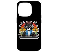 Carcasa para iPhone 14 Pro Tocadiscos Retro DJ Raccoon para Mezclar música gráfica