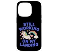 Carcasa para iPhone 14 Pro Todavía Trabajando en mi Aterrizaje Unicornio Arco Iris Divertido