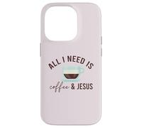 Carcasa para iPhone 14 Pro Todo LO Que Necesito ES CAFÉ & JESÚS Divertido Meme Cristiano con cafeína