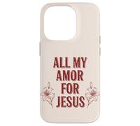 Carcasa para iPhone 14 Pro Todo mi Amor por Jesús, Fe Floral Día de San Valentín Cristiano